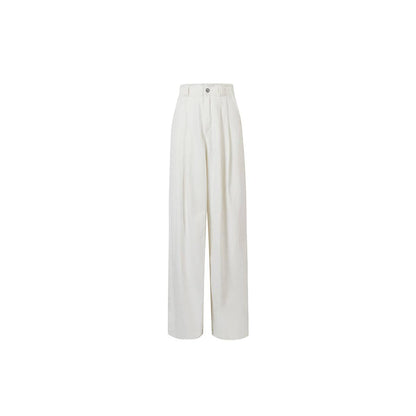 Three Quarters Rough Edge Straight-Leg Jeans White