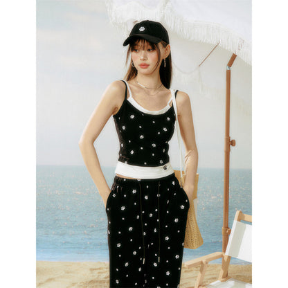 AsGony Dog Claw Fake-2-Piece Slip Vest Black