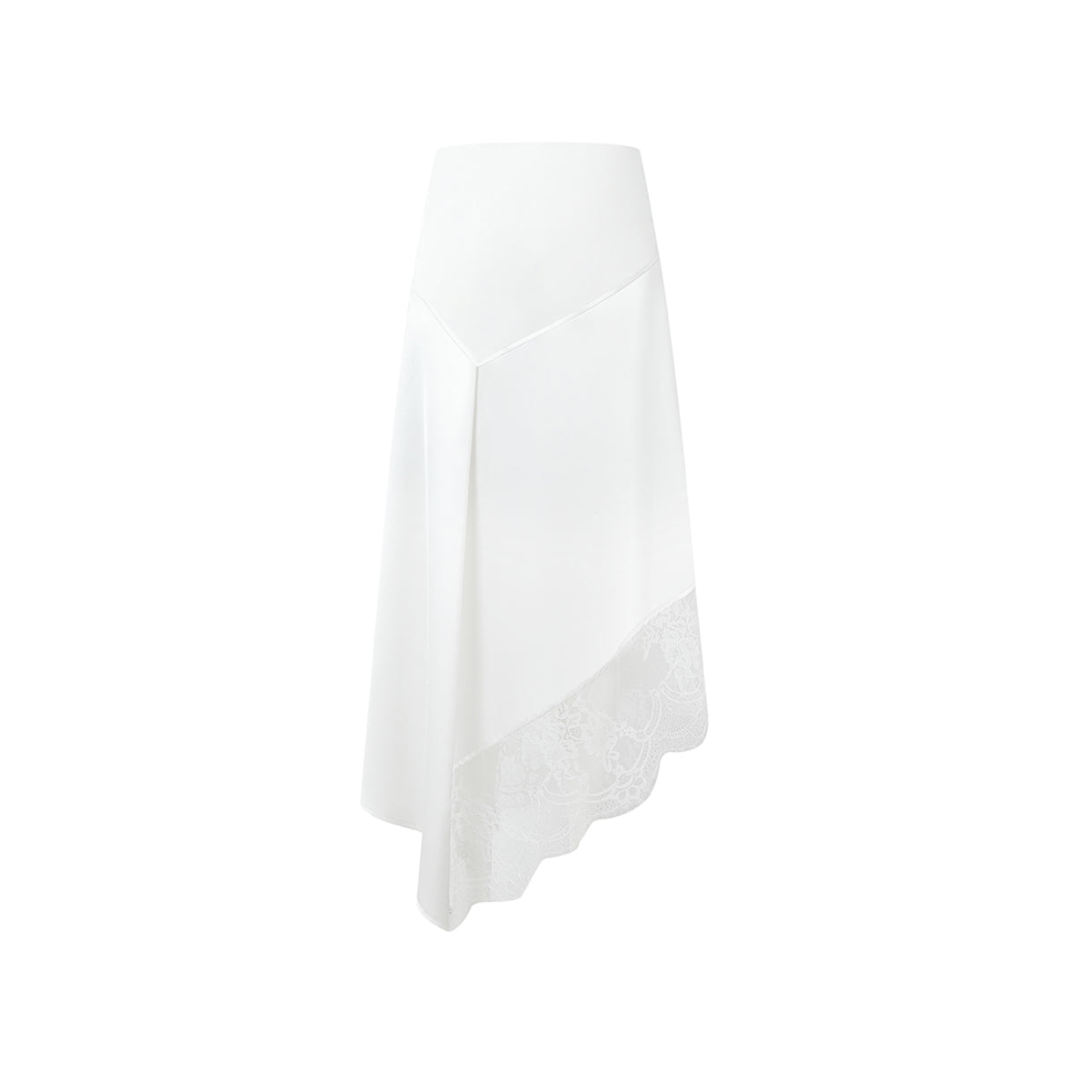 Three Quarters Lace Patchwork Irregular Long Skirt White