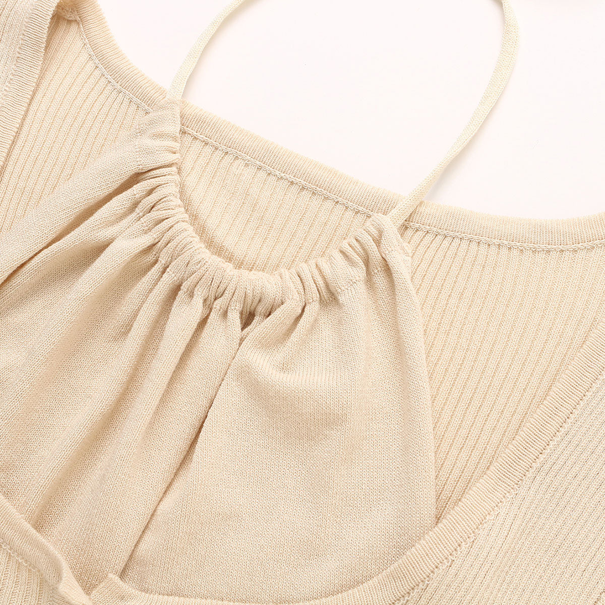 Wildshadow Hollow-Out Fake-2-Piece Knit Top Cream