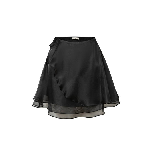 Diana Vevina Irregular Layered Mesh Skirt Black