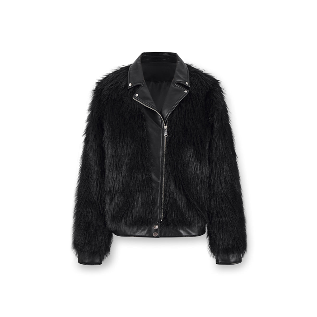 NotAwear Leather Collar Faux Fur Jacket Black