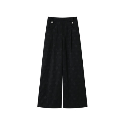 SomeSowe Camellia Printed Wide-Leg Pants Black