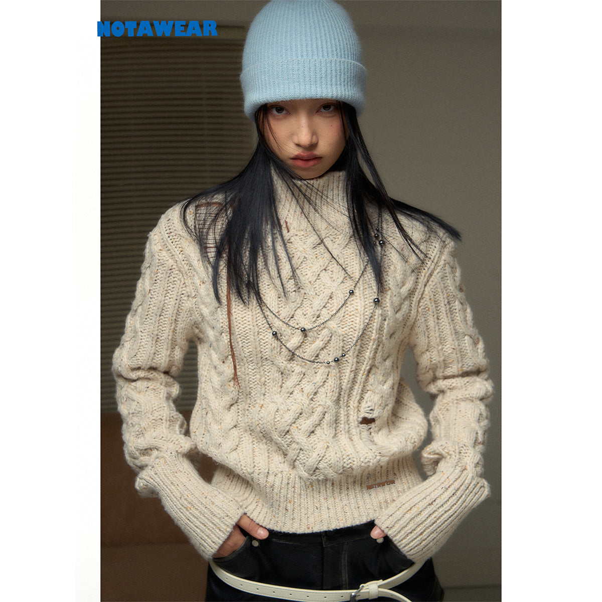 NotAwear Destroyed Twisted Woolen Sweater Oat