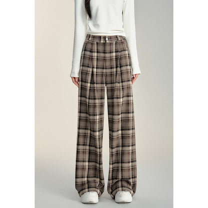 MacyMccoy Retro Plaid Loose Wide-Leg Pants