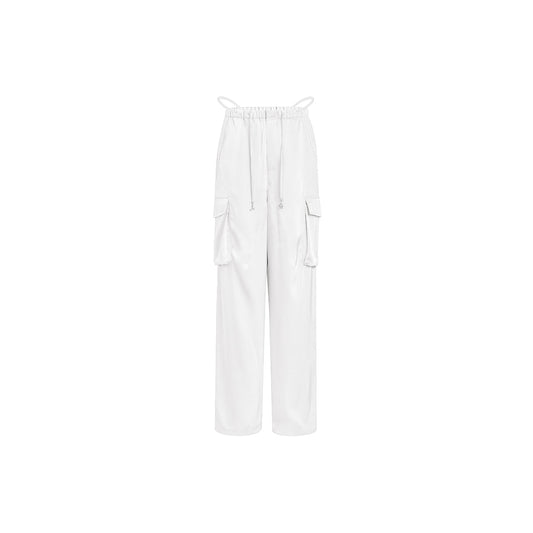 Three Quarters Pockets Cargo Pants White