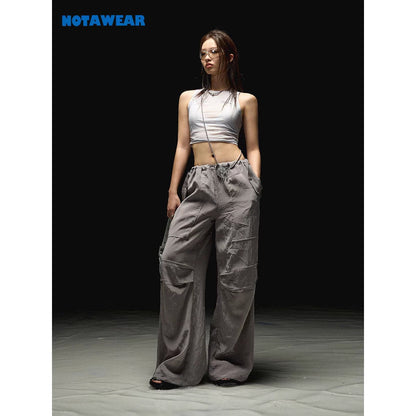 NotAwear Casual Drawstring Oversized Pants Grey