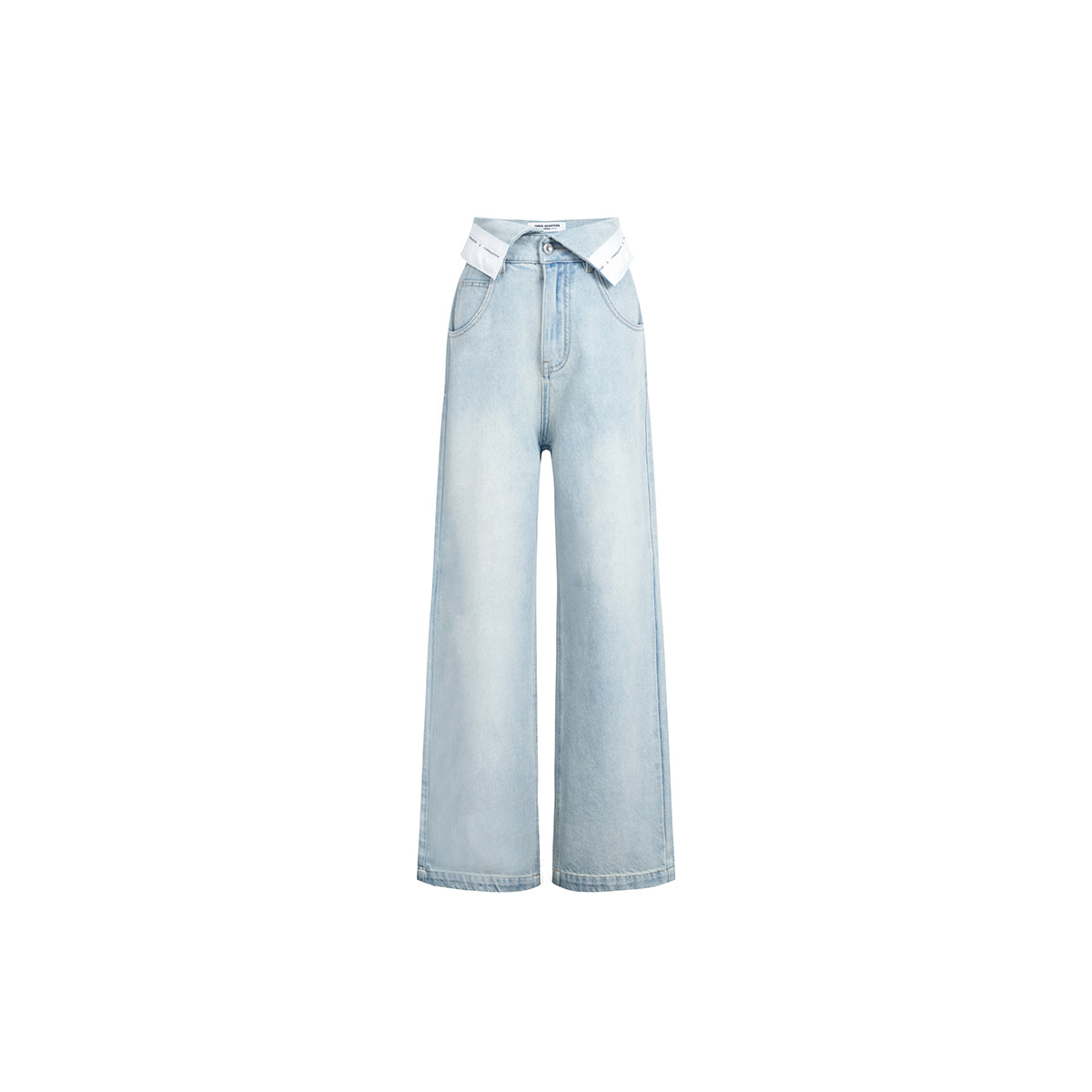 Three Quarters Logo Flip Edge Straight-Leg Jeans