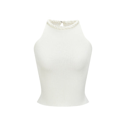 Anno Mundi Knotted Neck Cropped Vest White