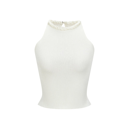 Anno Mundi Knotted Neck Cropped Vest White