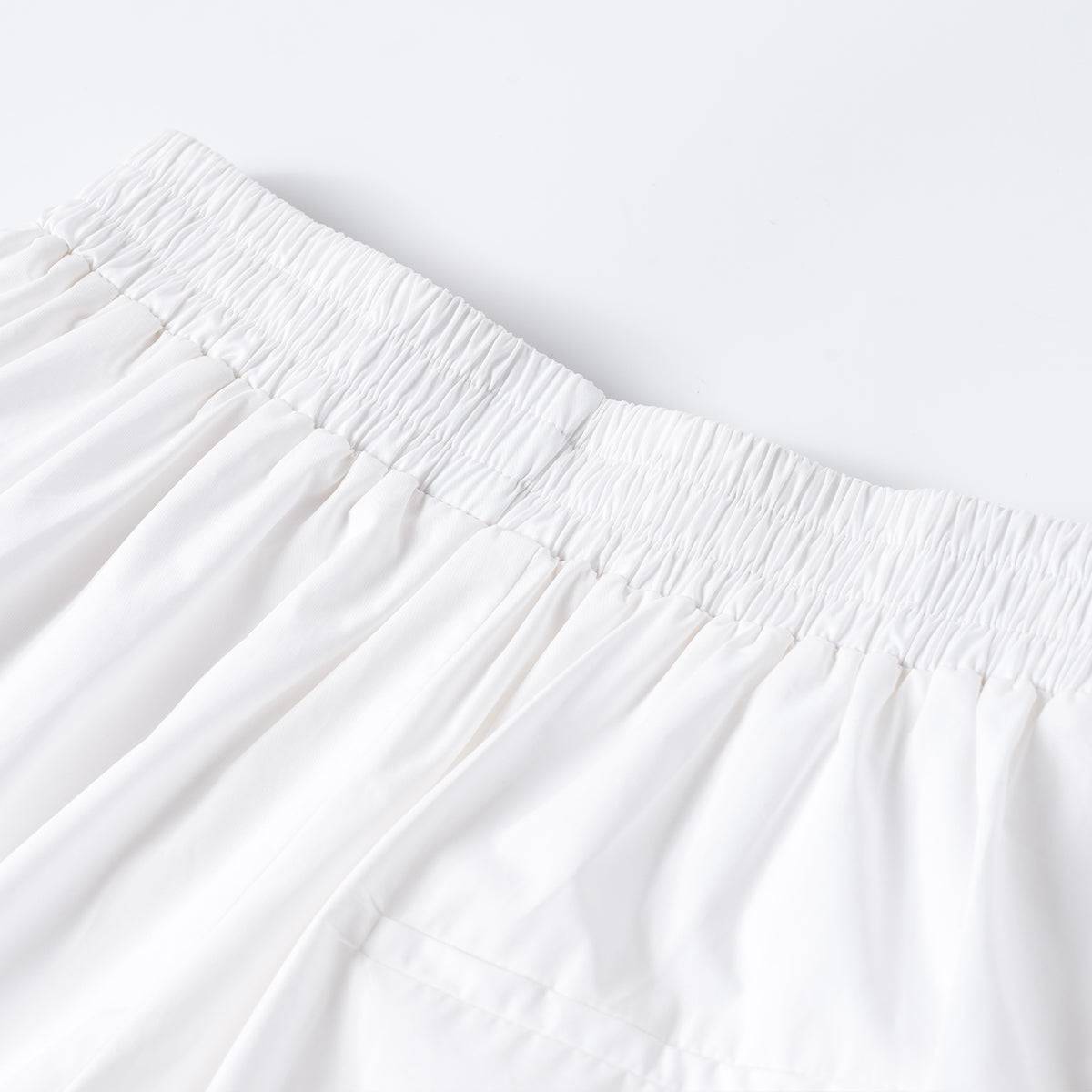 Three Quarters Logo Embroidery Shorts White