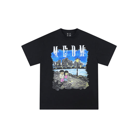 MEDM x Newmasus Night Scene Graffiti T-Shirt Black