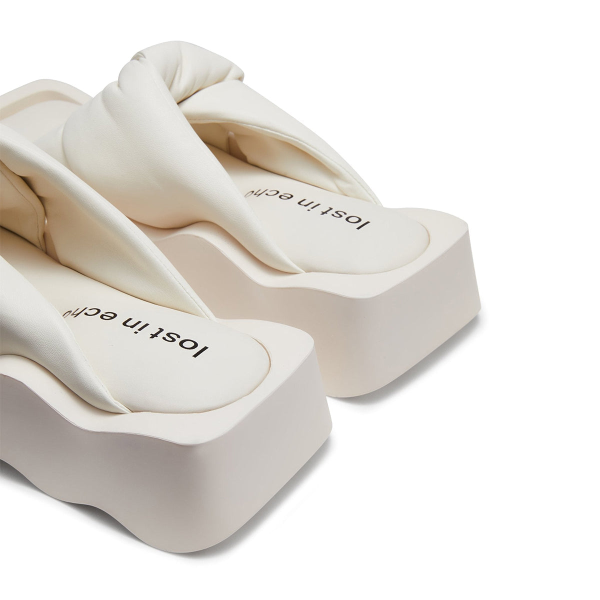 Lost In Echo Square Toe Wavy Bottom Kink Slippers White