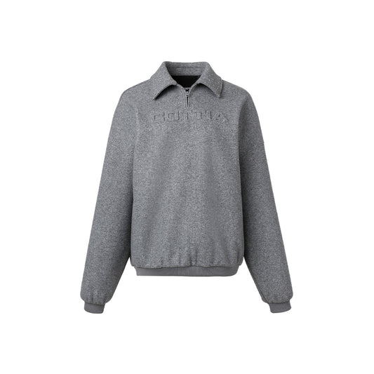 Cottia Logo Embroidery Half-Zip Sweater Grey