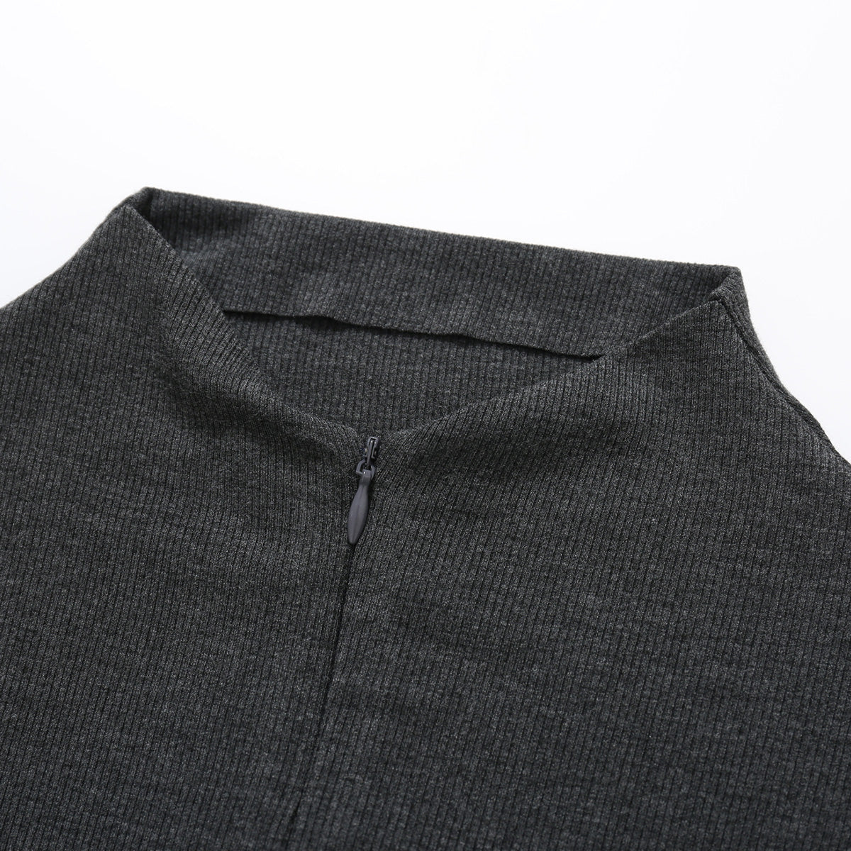 SomeSowe Lapel Neck Half-Zip L/S Top Gray