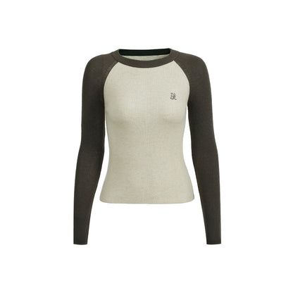 Via Pitti Embroidery Logo Knit Top Beige