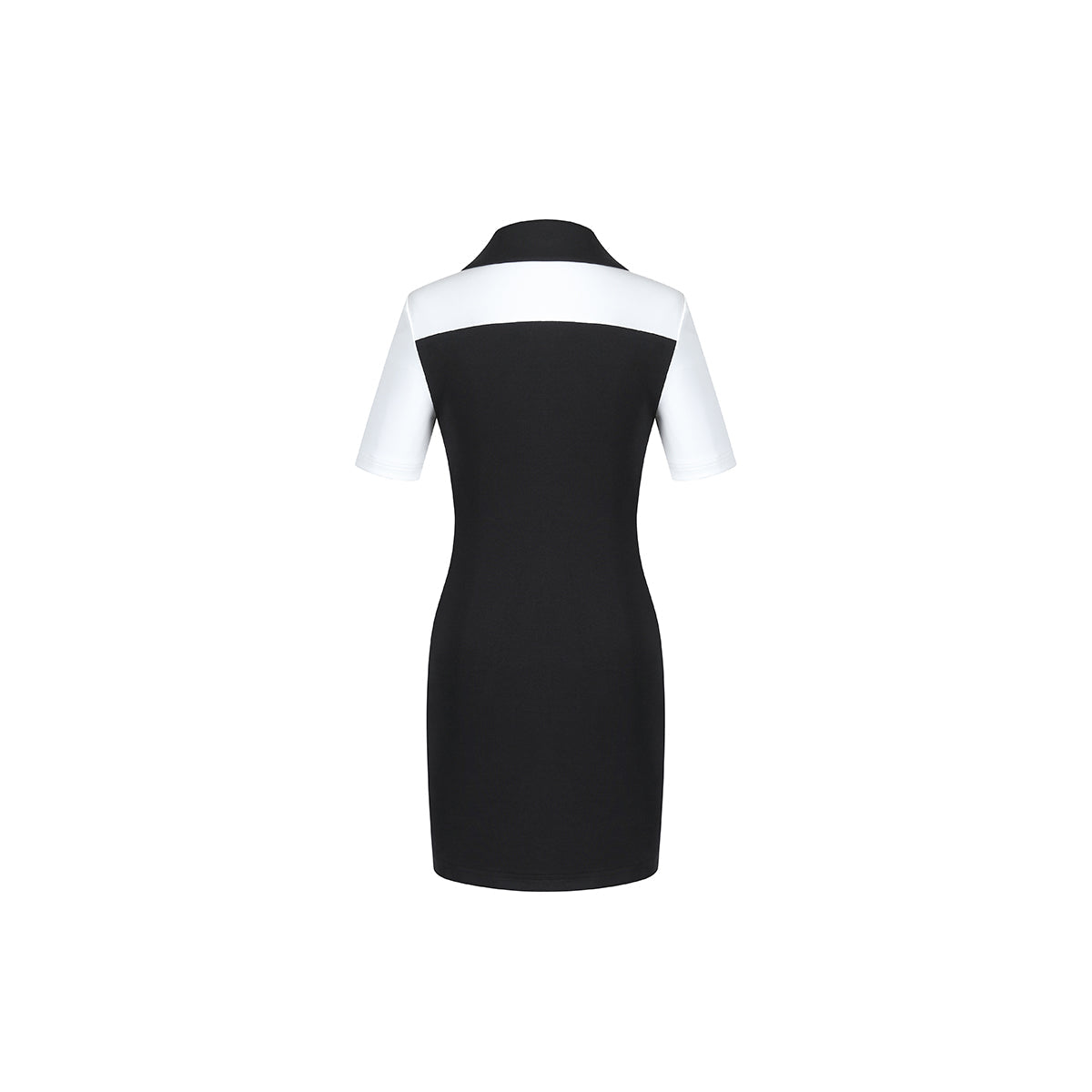 Three Quarters V-Neck Collar Colour Blocked Dress