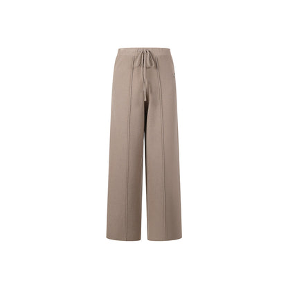 Three Quarters Oversized Straight-Leg Knit Pants Brown