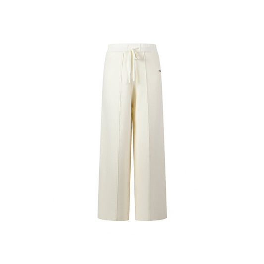 Three Quarters Oversized Straight-Leg Knit Pants Cream