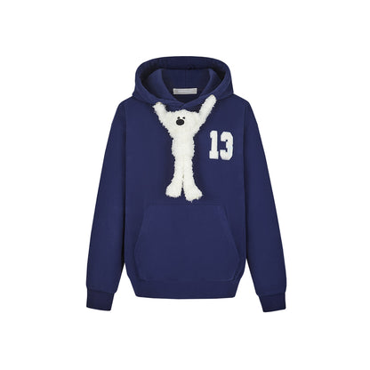 13De Marzo Doozoo Bear Adjustable String Hoodie Navy Blue