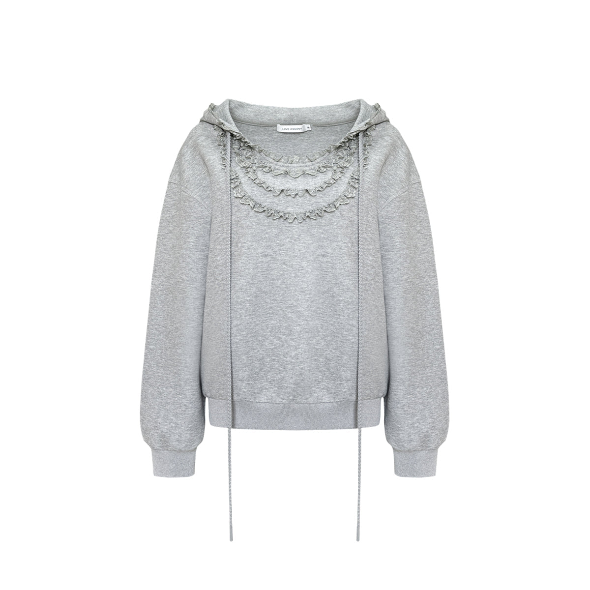 AsGony 3D Lace Edge Patchwork Casual Sweater Gray