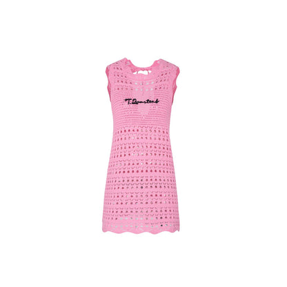 Three Quarters Logo Crochet Pattern Dress Pink