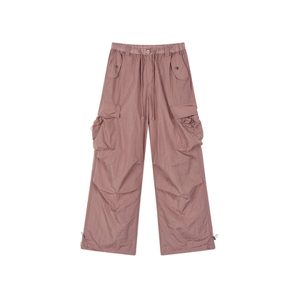 Via Pitti Mesh Big Pocket Casual Cargo Pants Pink