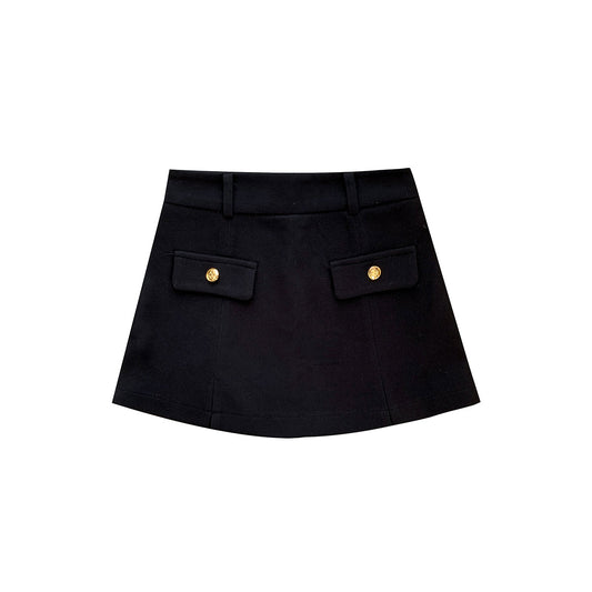 Kroche Split Cutting High Waist Shorts Black