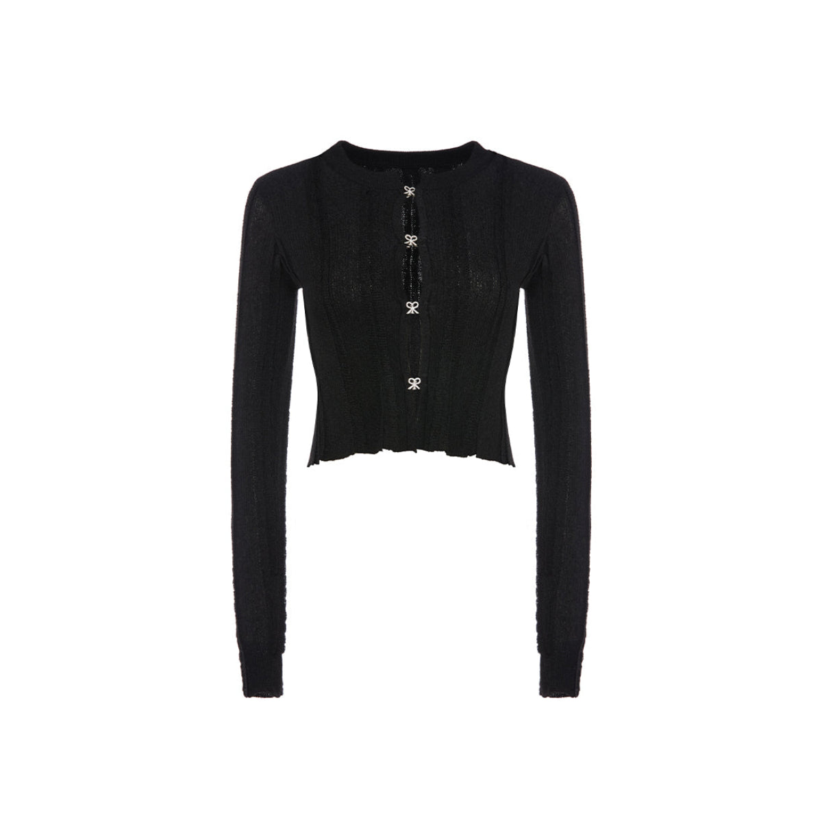 Rocha Roma Rhinestone Hollow-Out Cardigan Black