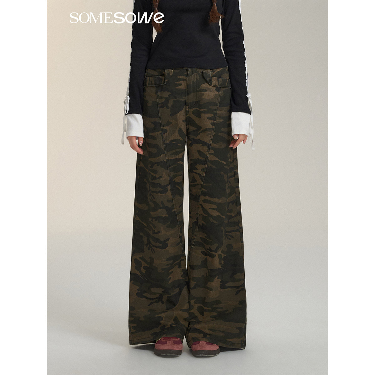 SomeSowe Vintage Camo Wide-Leg Jeans