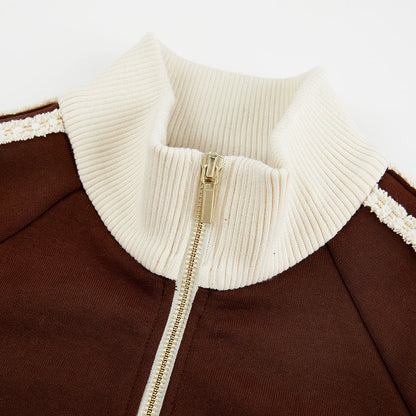 Eimismosol Color Blocked Sports Jacket Brown