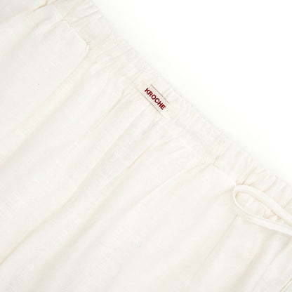 Kroche Drawstring Linen Wide-Leg Pants White