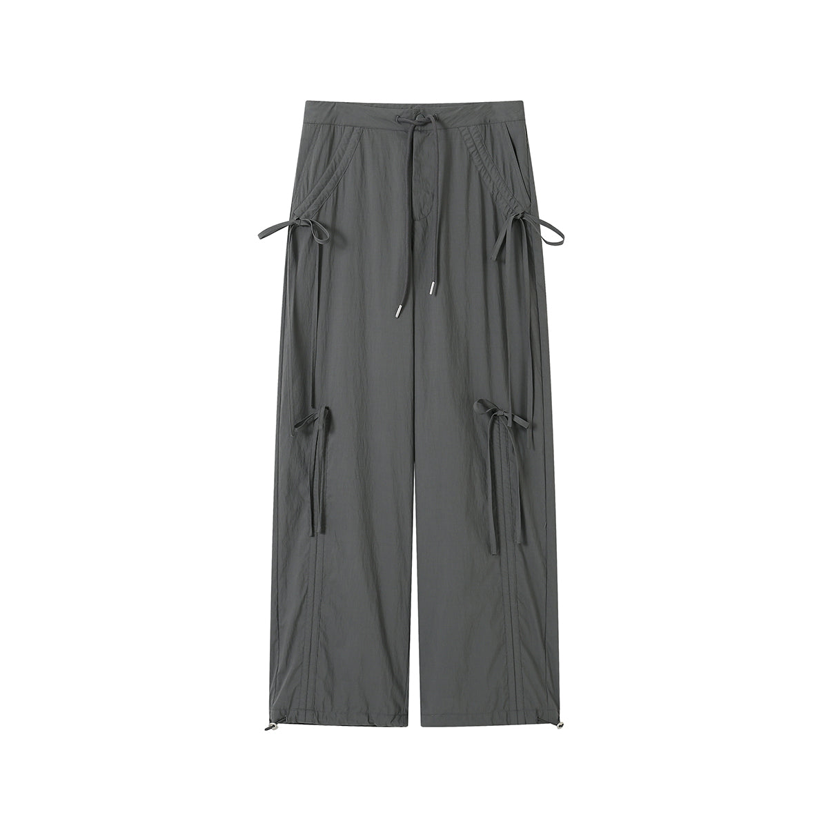 SomeSowe Bow Drawstring Cargo Pants Gray