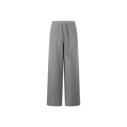 Three Quarters Oversized Straight-Leg Knit Pants Grey