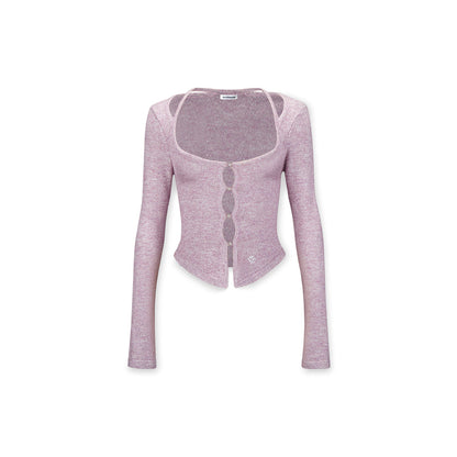 NotAwear Hollow Cutting Slim Knit Cardigan Purple