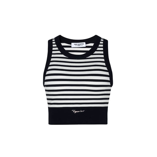 Three Quarters Striped Contrast Sports Vest Top