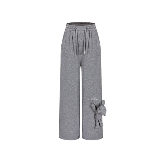 13De Marzo Sparkly Bear Wide Leg Casual Pants Gray