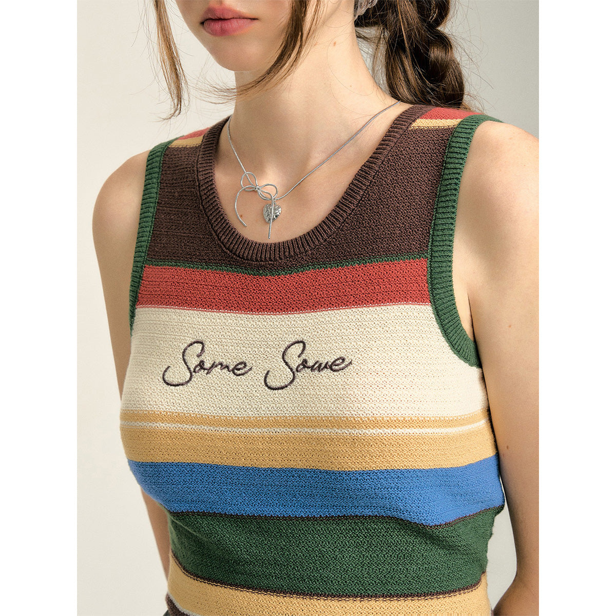 SomeSowe Rainbow Embroidered Logo Knit Vest