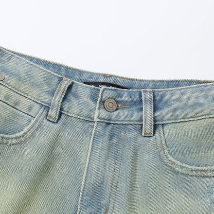 SomeSowe Hot Drilled Bow Raw Edge Denim Shorts