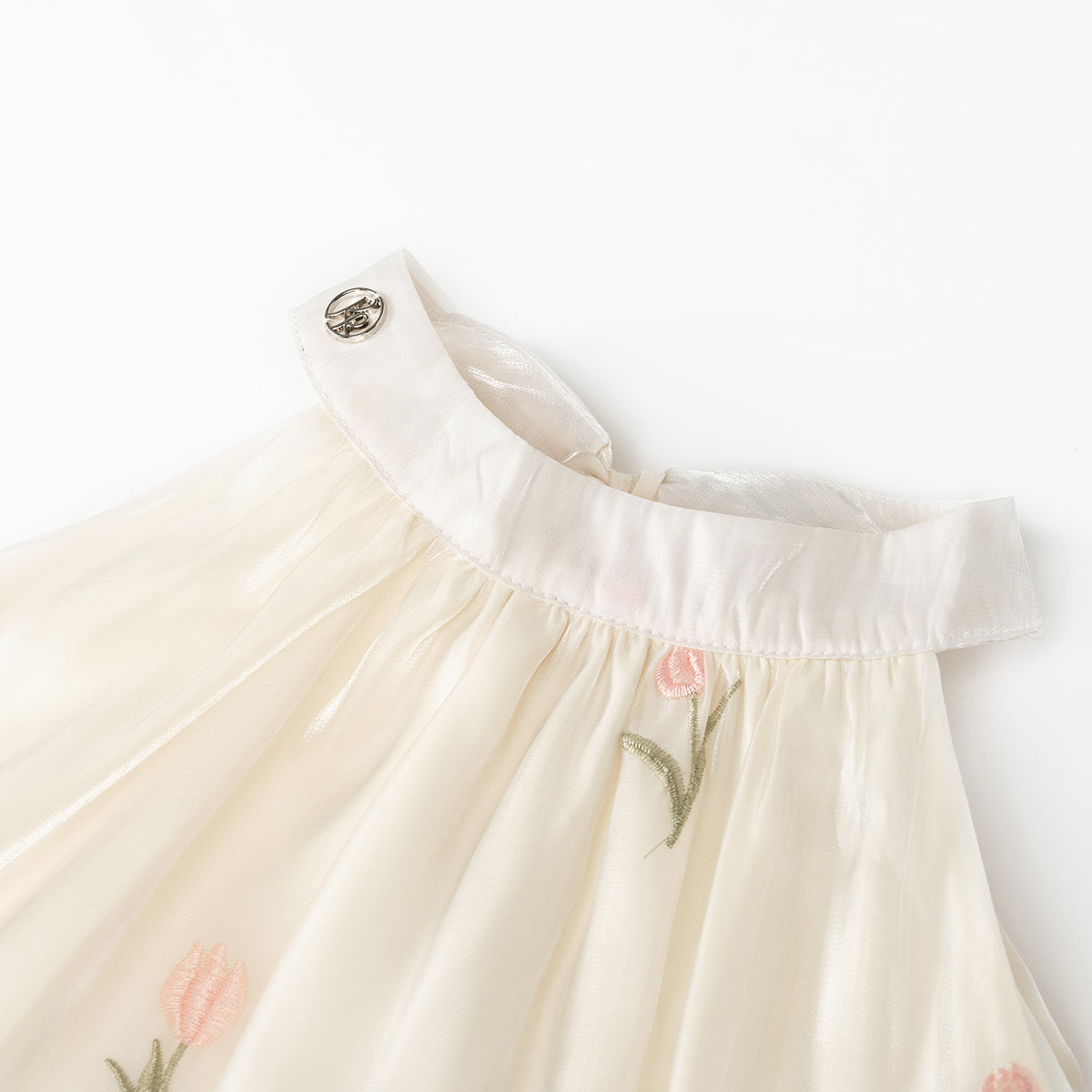 Kroche Tulip Embroidered Organza Halter Dress