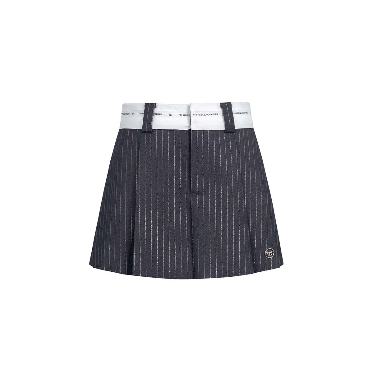 Three Quarters Silver Thread Contrast Skirt Shorts Grey