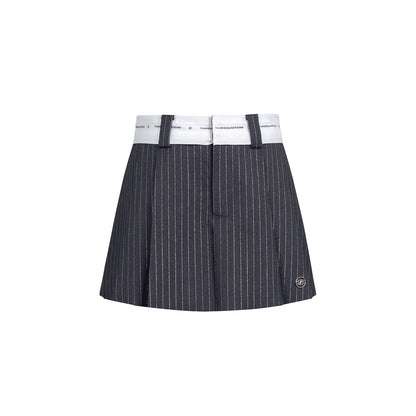 Three Quarters Silver Thread Contrast Skirt Shorts Grey