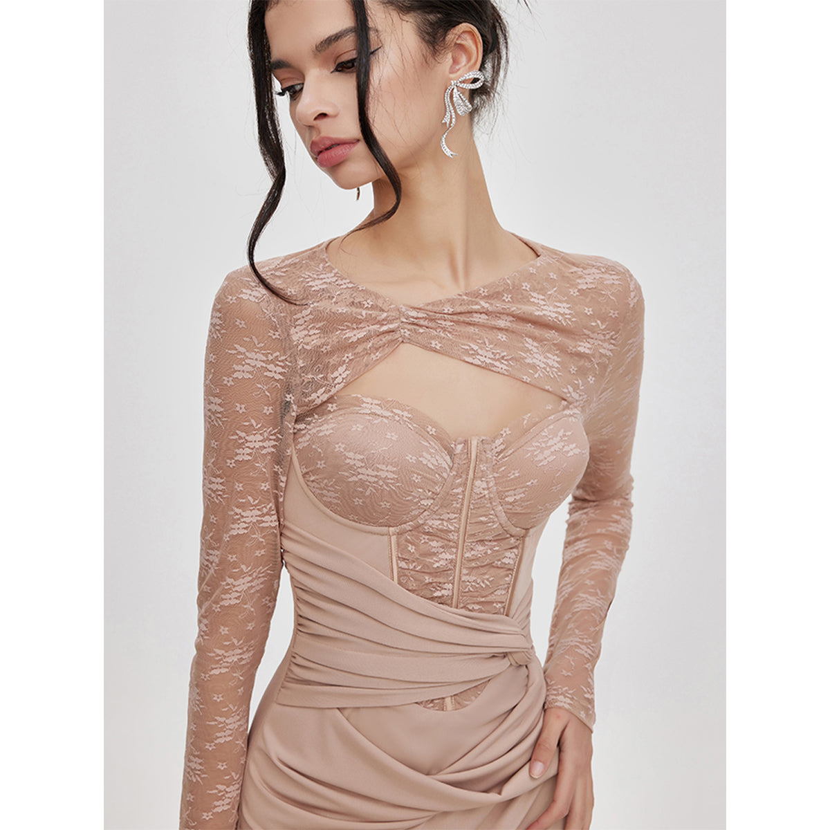 Sheer Luck Dreamy Hollow Cutting Lace Flare Dress