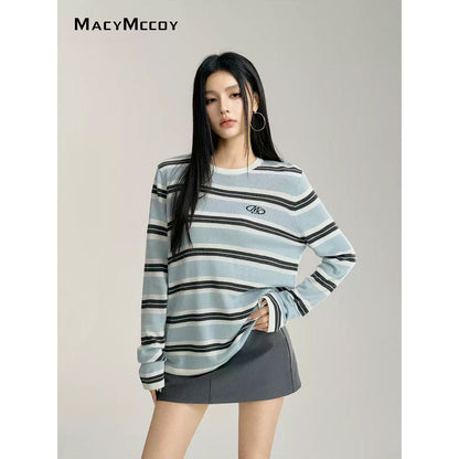 MacyMccoy Color Blocked Striped Embroidered Sweater