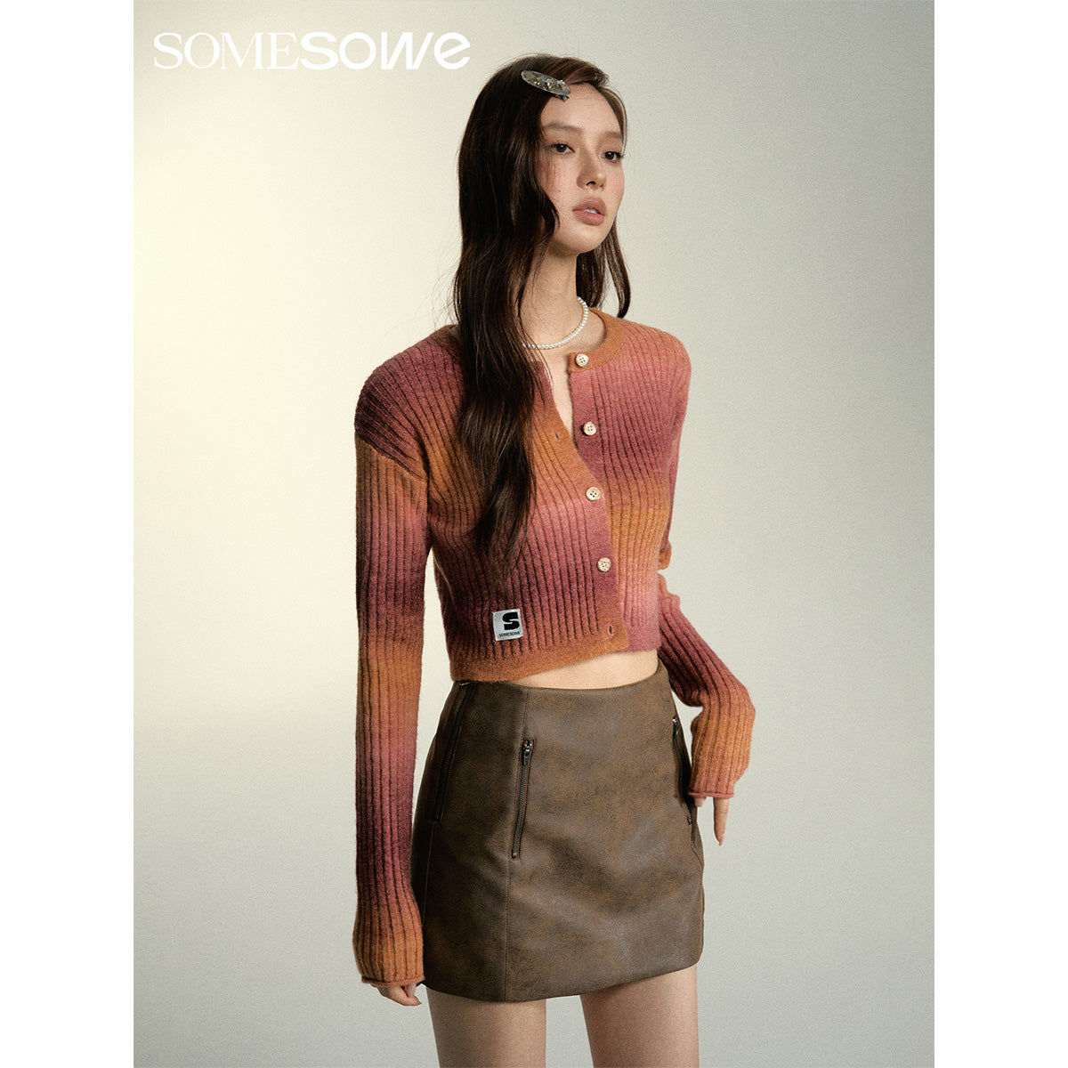 SomeSowe Island SunSet Gradient Knit Cardigan Orange