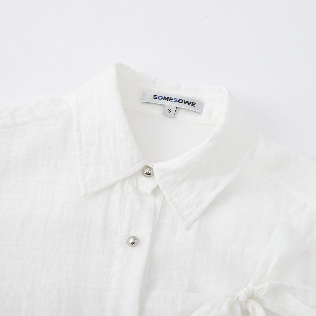 SomeSowe Bow Waisted Pleated Shirt White