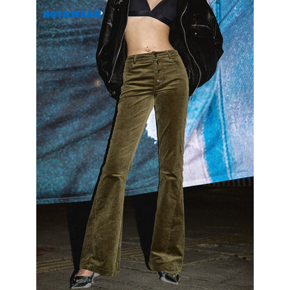 NotAwear High Waist Slim Corduroy Flare Pants