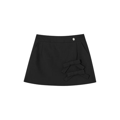 SomeSowe 3D Bow A-Line Mini Skirt Black