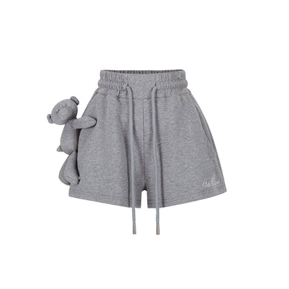 13De Marzo Sparkly Bear Wide-Leg Casual Shorts Gray