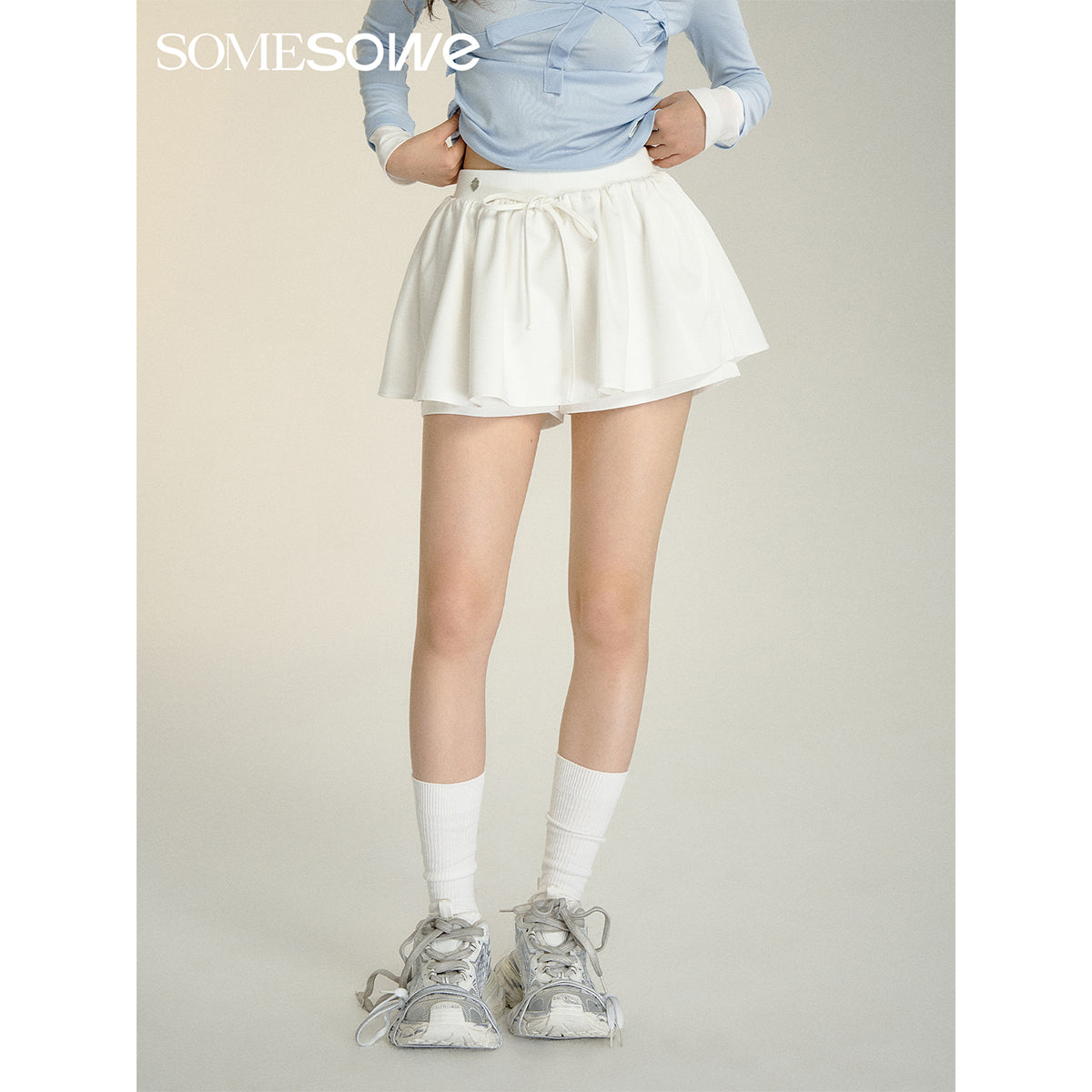 SomeSowe 3D A-Line Puffy Skirt Shorts White